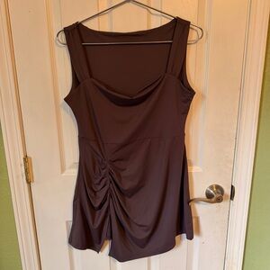 Elegant Brown Sleeveless Dress